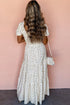 Enchanted Garden Floral Print Smocked Puff Sleeve Maxi Dress